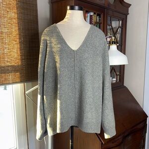 LOFT Heather Gray/green Knit Sweater